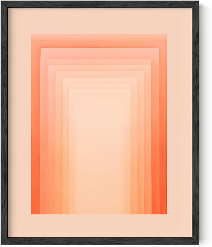 HAUS AND HUES Colorful Abstract Wall Art - Minimalist Retro Picture for Living Room Decor, Red and Pink Modern Wall Art Painting (Pink Geometric, Unframed, 16x20)