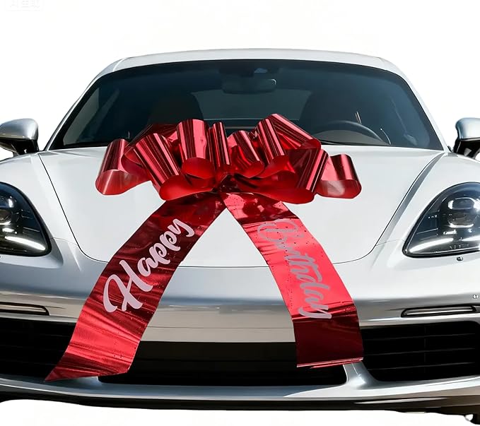 Big Birthday Bow(30 inch, 1 Pack), Giant Car Bow - Huge Gift Bow for Birthday, Large Red Bow for Gfit Wrapping, Present, Car, Party, Indoor and Outdoor Decoration.