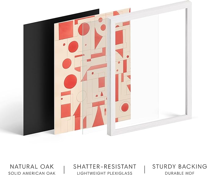 HAUS AND HUES Red Geometric Art Print with White Oak Frame 12x16