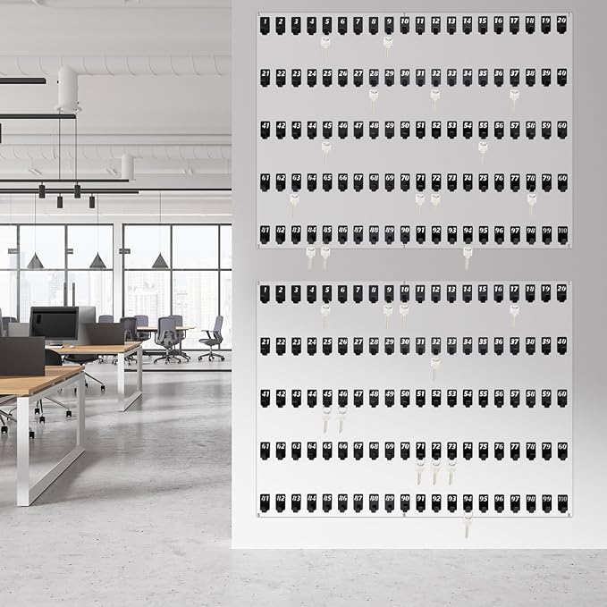Acrylic Key Board with 100 No. Hooks Wall Mount Key Rack Holder Hanger Storage Collection for School, Garage, Car Dealer, Office, Hotel, Real Estate(Transparent)