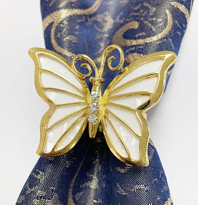 Butterfly Napkin Ring Set of 6, Metal Napkin Rings Dinner Napkin Holder for Wedding Birthday Valentine's Day Christmas Party Dinner Table Decor (6 Pcs Butterfly)
