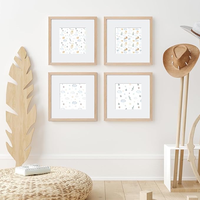 8x8 Oak Wood Picture Frame - 8x8 Photo Frame, 8x8 Picture Frame Wood, Natural Solid Wooden Picture Frames for Wall Art Photo and Prints(1 Pack, Beige)
