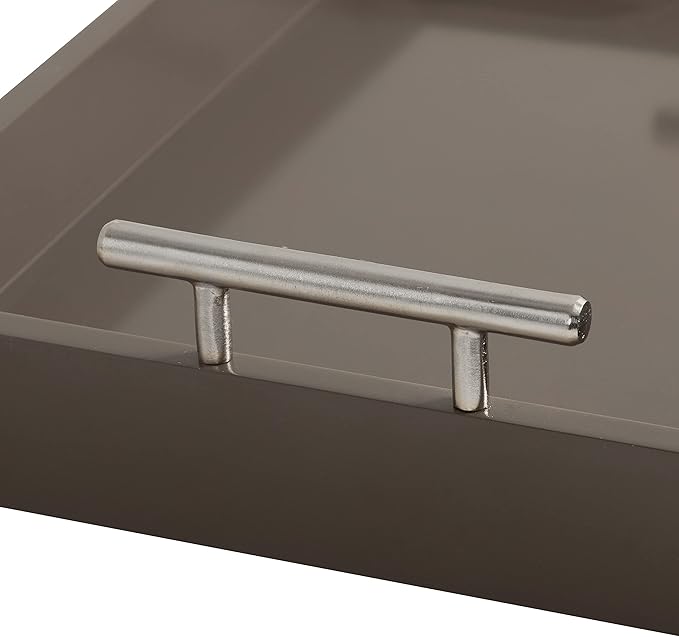 Kate and Laurel Lipton Decorative Modern Rectangular Tray; 16.5 x 12.25; Brown and Silver; Chic Serving Tray for Storage; Organization; and Display