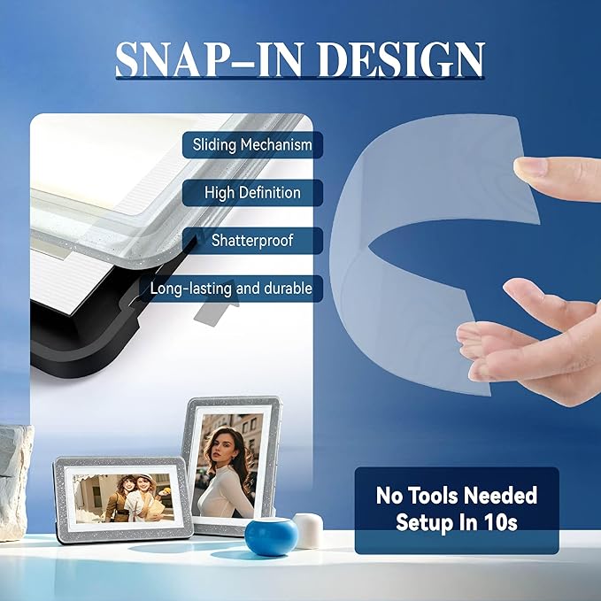 5x7 Picture Frame, Clear Acrylic Photo Frame with White Mat for 4x6 Photos, One-Piece Shatterproof Tool-Free Design, UV-Resistant Waterproof Tabletop Frame for Home Office Decor with 10-Year Warranty
