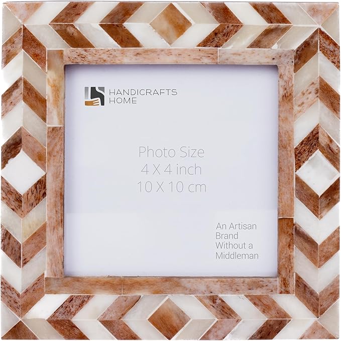 Handicrafts Home 4x4 Photo Picture Frames, Art Wall Hanging Décor - Taj-Brown