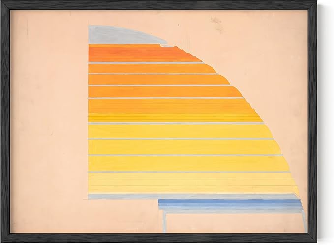 HAUS AND HUES Colorful Abstract Wall Art - Minimalist Retro Picture for Living Room Decor, Red and Pink Modern Wall Art Painting (Winold Reiss, Black Frame, 12x16)