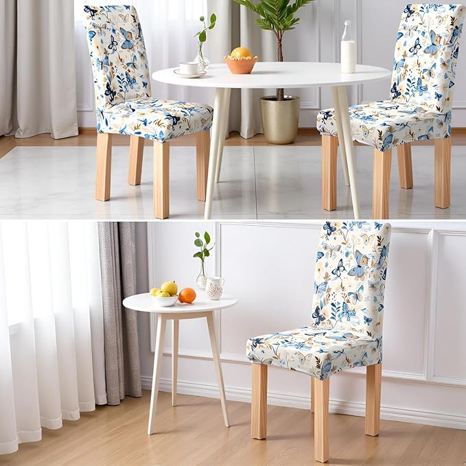 Dioxide High Stretch Chair Covers for Dining Chairs, Washable Dining Chair Covers Set of 6, Soft Kitchen Chairs Seat Covers, Parsons Chair Slipcovers Protectors for Home Hotel Restaurant Banquet