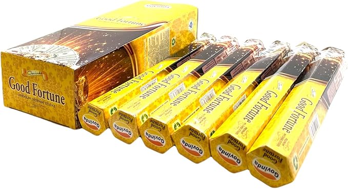 Govinda Premium Incense - 120 Sticks, Masala Coated (Good Fortune)