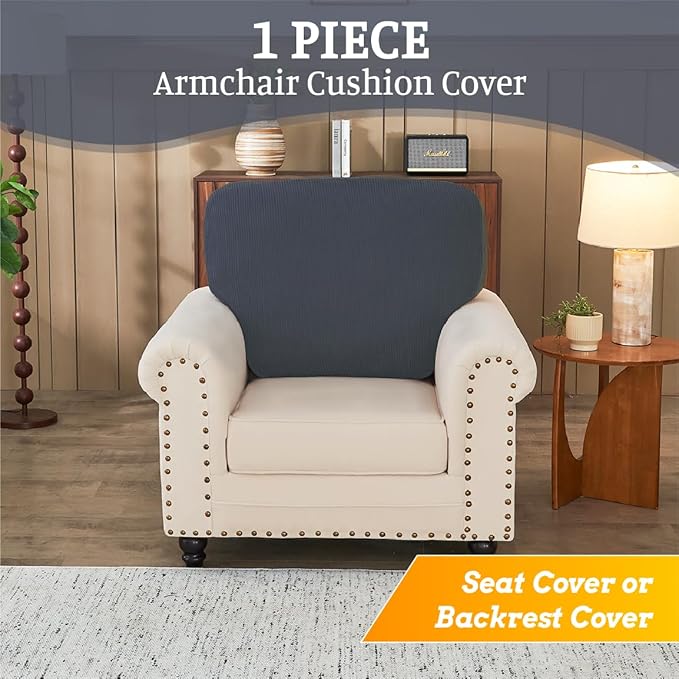 Sectional Couch Covers for Sofa Cushion L Shaped Couch Cover Washable Soft Couch Cushion Covers Stretch Sofa Slipcovers(1-Piece for Sofa Seat or Backrest, Dark Grey)