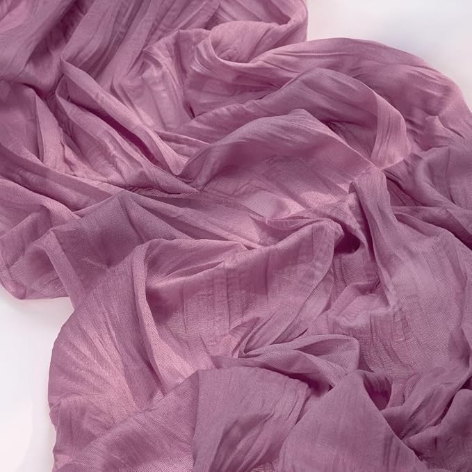 MLMC Purple Table Runner 10ft Sheer Gauze Cheesecloth Valentines Table Runner 35x120 Inches Sheer Cheese Cloth Centerpiece for Quinceanera Bridal Baby Shower Boho Wedding Home Decor