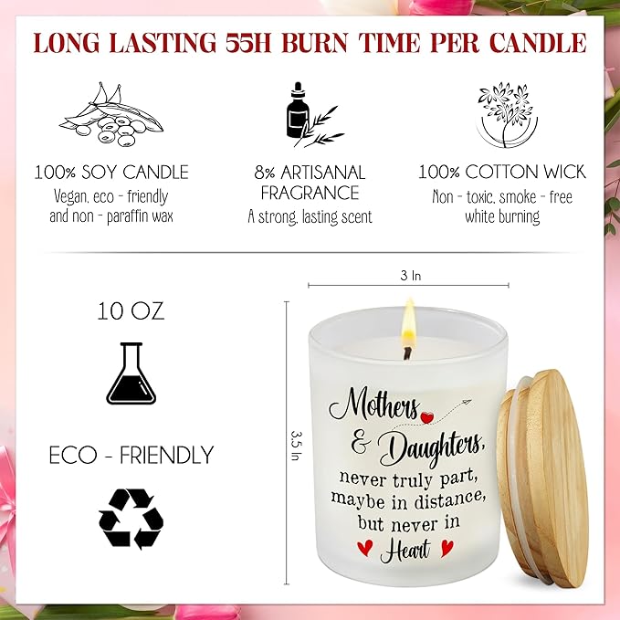 TEEZWONDER Christmas Birthday Gifts for Mom from Daughter - Long Lasting Vanilla Lavender Candle 10 oz - Birthday Gifts for Mother Mama Grandma, Mom Daughter Gift Ideas, Scented Candles for Women