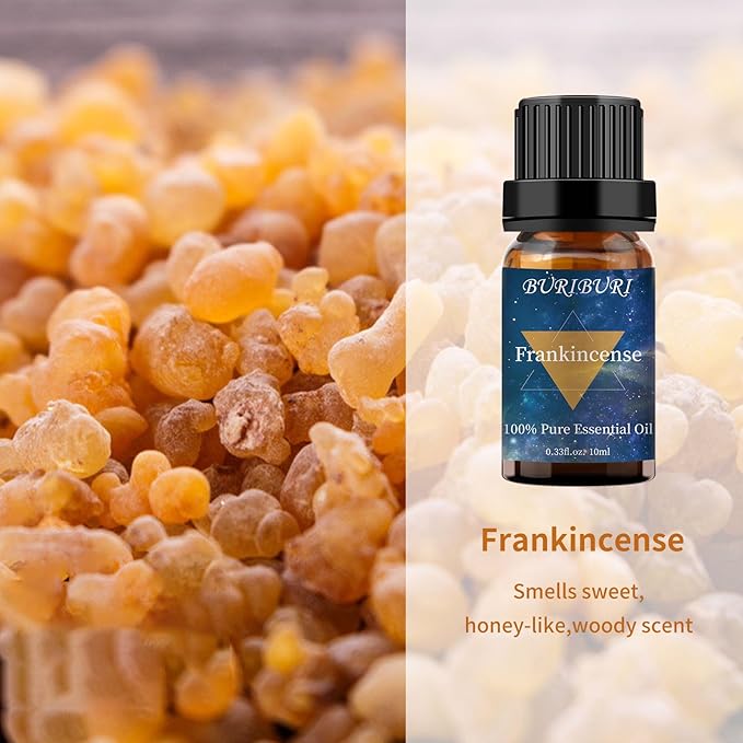 BURIBURI Sandalwood Essential Oil and Frankincense Essential Oil, 2Pack Aromatherapy Sandalwood Oil Winter Gift Set 10MLx2