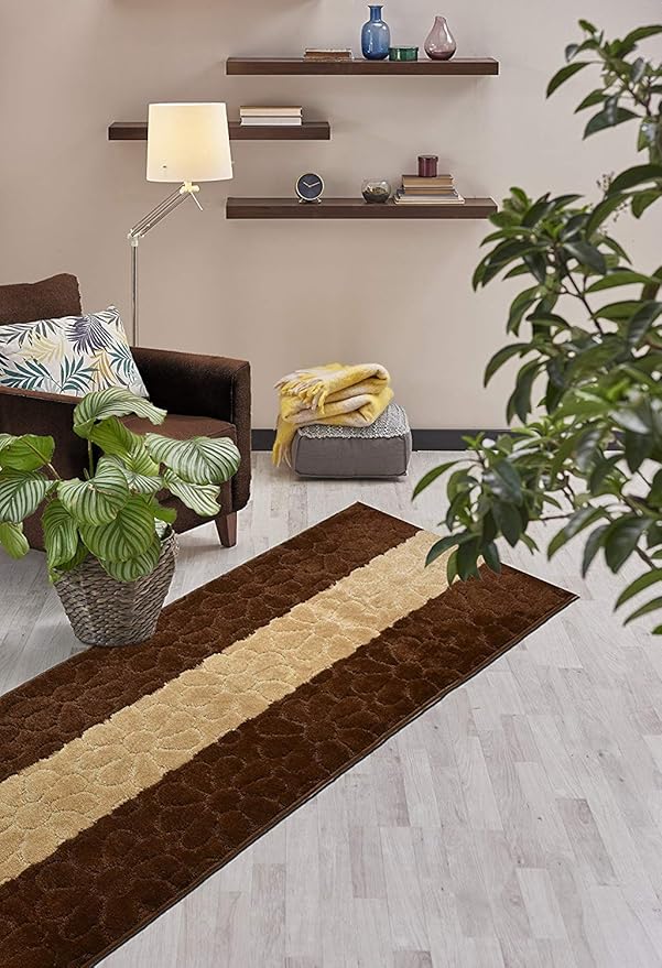 Custom Size Hallway Runner Rug, Slip Resistant, 26 Inch Wide X Your Choice of Length, Daisy Brown, 26 Inch X 22 feet