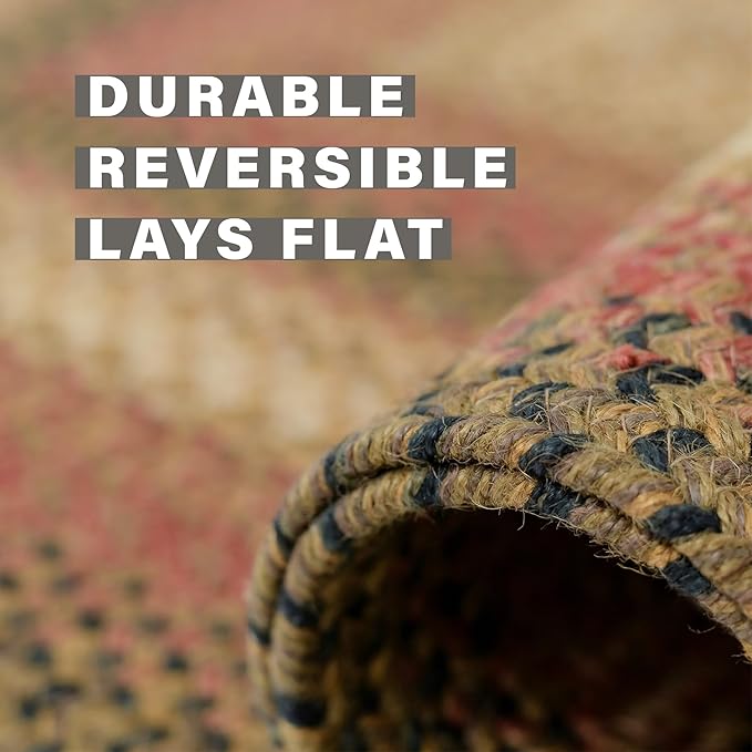 Russet Jute Braided Oval Rugs 27x45 - A Multicolor Oval Entryway Rug for Country Decor