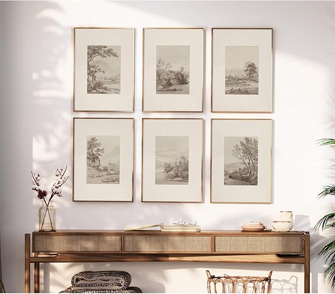 Joocrise Neutral Wall Art Decor Set of 6 Vintage Canvas Wall Art Rustic Farmhouse Wall Art Botanical Prints Country Pictures Neutral Vintage Artwork for Living Room Bedroom 12x16 Inch Unframed