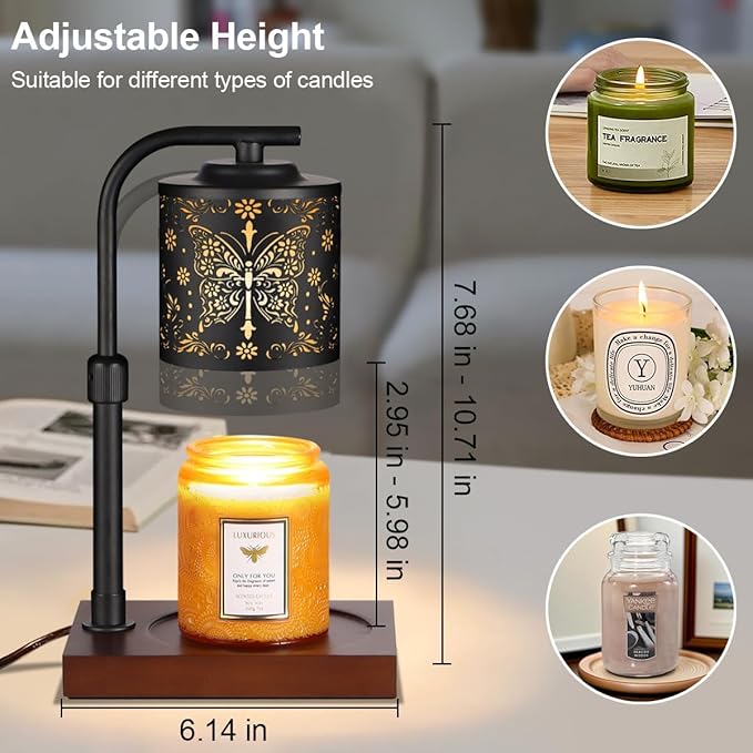 Candle Warmer Lamp with Adjustable Height Dimmable for New Home Decor Electric Candle Warmer for Jar Candles Birthday Gifts for Women Mom(Crucifix Butterfly)