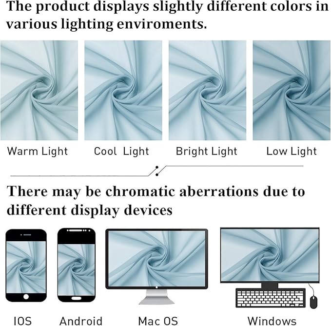Lecloud Sky Blue Sheer Curtains 96 Inches Long 2 Panels, Light Filtering Voile Solid Air Curtains, Transparent Farmhouse Decor with Dual Rod Pocket for Dining Room Bedroom, Each 42" W x 96" L