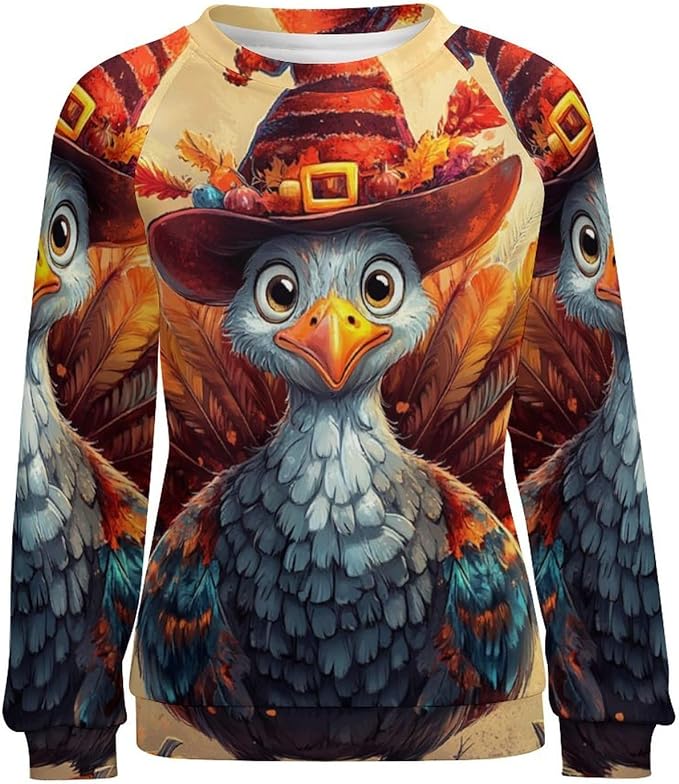 Womens Thanksgiving Sweatshirt Oversized Crewneck Pullover Casual Graphic Long Sleeve Shirts