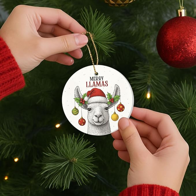 Llama Christmas Ornament 2025 – Funny Merry Llamas Ornament, Cute Xmas Tree Decoration for Animal Lovers
