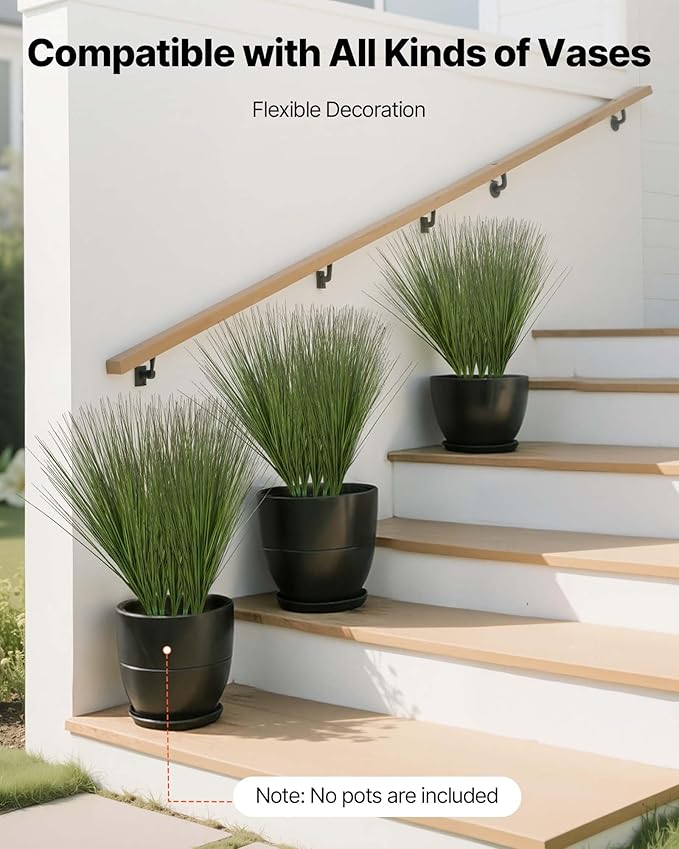 VEVOR Artificial Grass Plant, 27 inch Faux Onion Grass Fake Greenery Shrubs Plant, Premium PVC for Indoor Outdoor House Home Garden Office Room Décor, Housewarming, 8 Pack Green