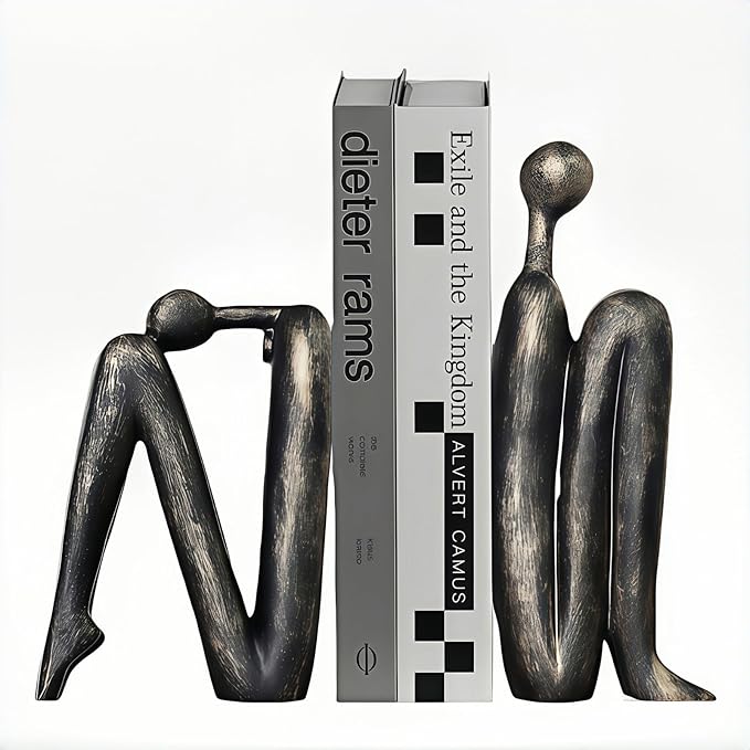 Book Ends,Resin Non Skid Bookends for Heavy Books,Bookends for Shelves Decorative,Creative Shelf Decorations to Hold Books for Home,Office Desk,Bookshelf,Study，1Pair/2Piece 11''