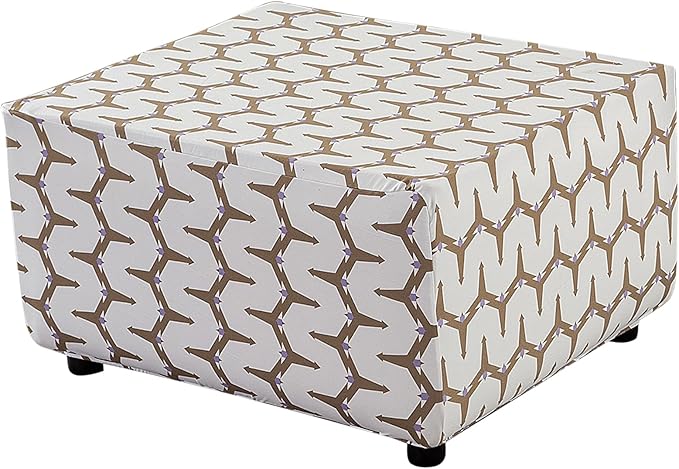 HAOYONG Ottoman Cover Square, Stretch Ottoman Slipcover Printed, SoftFoot Stool Cover Protector with Nonslip Elastic Bottom Removable Washable