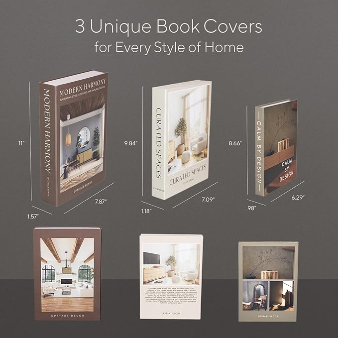 Modern Decorative Books For Home Decor - Set of 3 Faux/Fake Books For Decoration for Aesthetic Coffee Table Bookshelf Mantle Book Decor as Decorative Storage Boxes in Living Room Entryway Shelf Décor
