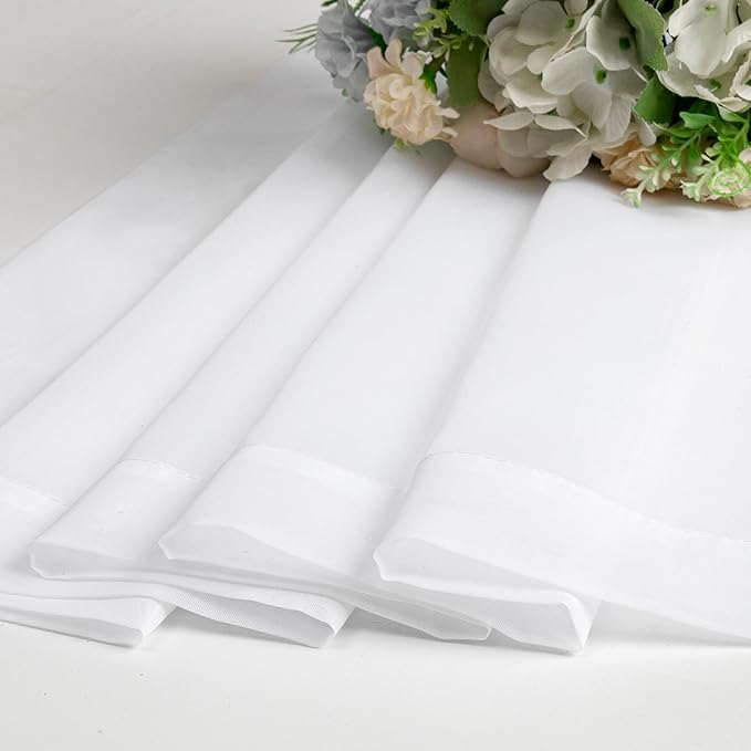 Lecloud Sheer White Curtains 14 Inch Length 2 Pieces, Light Filtering Voile Cafe Kitchen Valance with Dual Rod Pockets, Bedroom Living Room Sheer Short Curtains for Small Window Decor, 40" Wx14 L