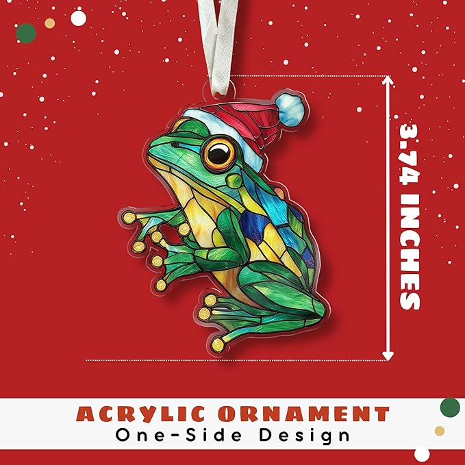 Frog Ornament - Frog Gifts for Lovers, Girls, Women, Men - Cute Animals Ornaments for Christmas Tree, Frogs Ornaments for Xmas Tree - Acrylic Christmas Hanging Ornament 2025