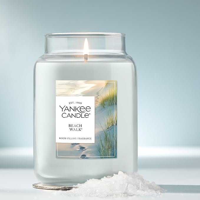 Yankee Candle Beach Walk, Scented Candle, 22oz Large Jar with up to 150 Hour Burn Time, Giftable