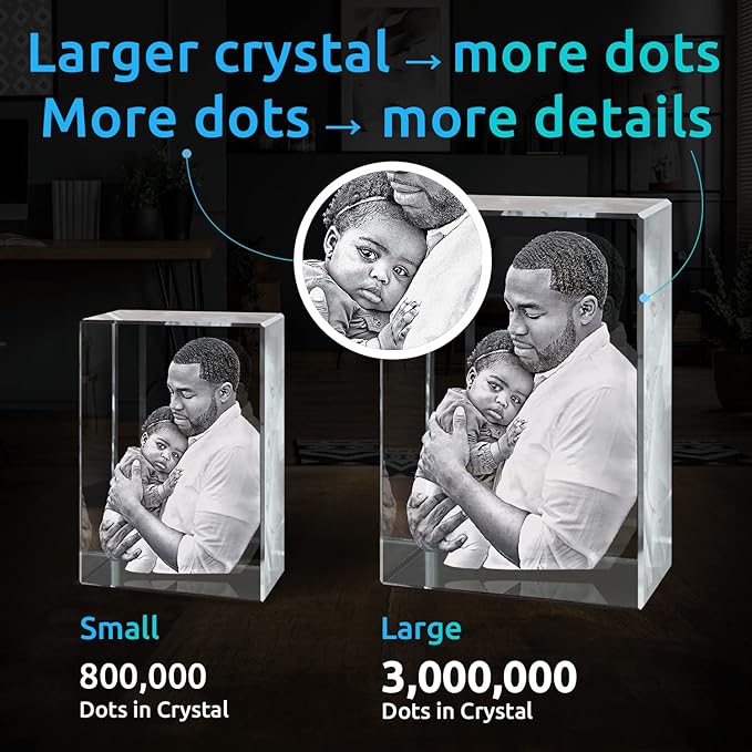 ArtPix 3D Crystal Photo, Christmas Personalized Gifts for Women, Wife, Her, Him, Men, Husband, Grandma, Great Xmas Customized Gift With Your Own Photo, Custom Glass 3D Laser Etched Picture Wedding