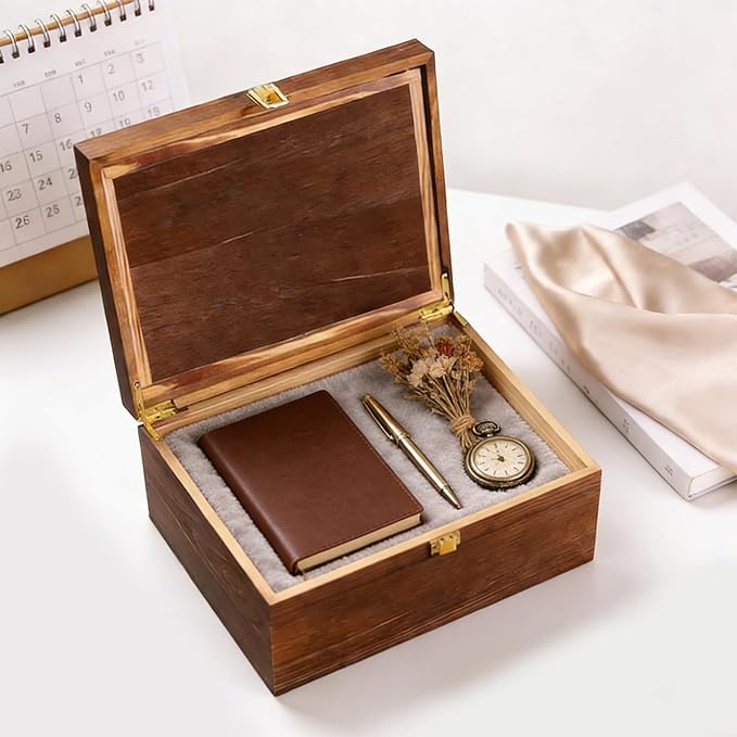 Wooden Keepake Box, Large Tree of Life Storage Memory Box with Hinged Lid for Storing Photo, Jewelry, Gifts, Decorative Memory Treasure Box