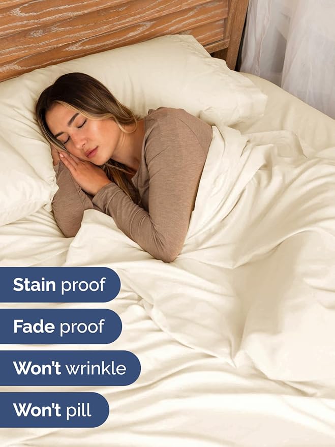 Extra Deep Queen Sheet Set - 6 Piece Breathable & Cooling Sheets - Hotel Luxury Bed Sheets Set - Easy & Secure Fit - Soft, Wrinkle Free & Comfy Sheets Set - Off White Sheet Set with Extra Deep Pockets