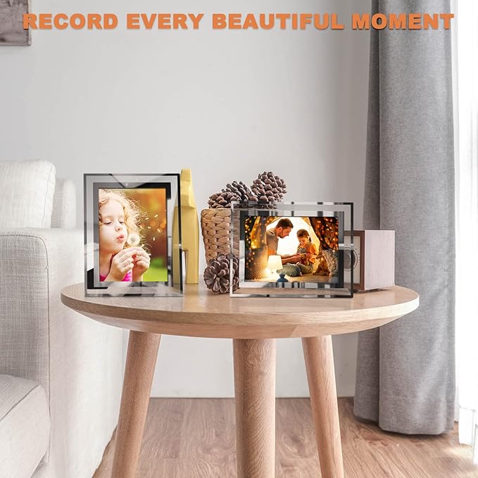 IZIDDO 5x7 Picture Frames Set of 4, Silver Mirror Glass Photo Frame for Tabletop Display, Gifts Picture Frame, Horizontally or Vertically
