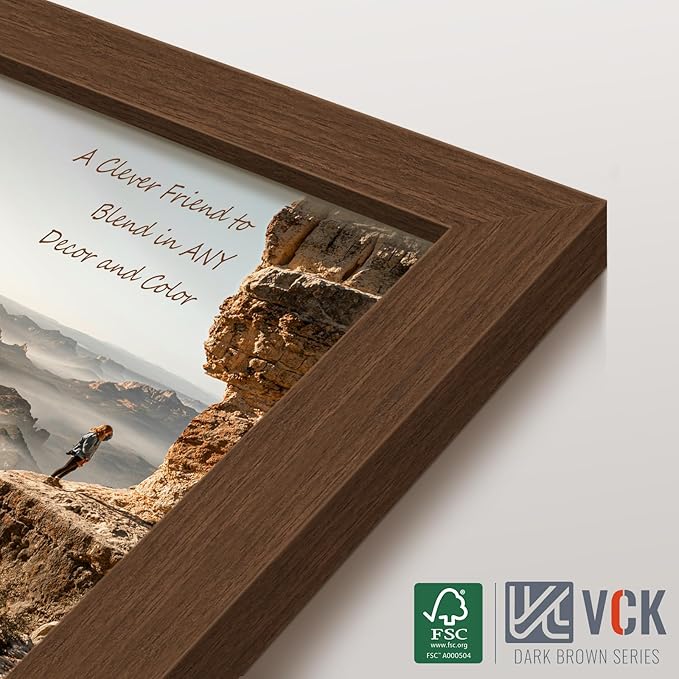 VCK 24x30 Poster Frame Set of 4 - Brown, Gallery-Quality Wood Picture Frames, 1.1-Inch Wide Border, Polished Plexiglass, Vertical or Horizontal Wall Display for Photo/Art/Prints, Brown