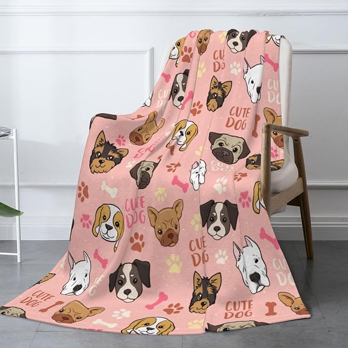 Cute Dogs Blanket Throw Blanket for Bed Soft Cozy Fluffy Couch Blankets Fleece Blanket Throw Gifts for Women Men Girls Boys 60"x50"