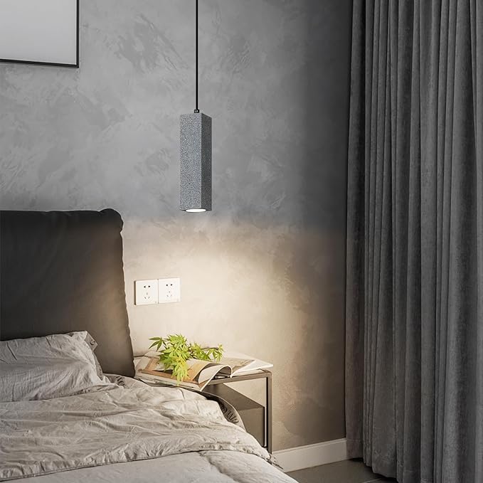 Modern Black Square LED Concrete Pendant Light Kitchen Islandceiling Light Fixture Pendant Lighting for Dining Room Coffee Club Resturant Bar Living Room(3-Pack)