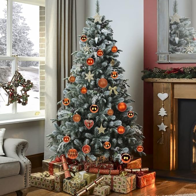 1.57" Orange Christmas Balls Ornaments 40 Pcs Shatterproof Christmas Ornaments Set Halloween Balls Ornament Orange Ornament for Xmas Tree Holiday Party