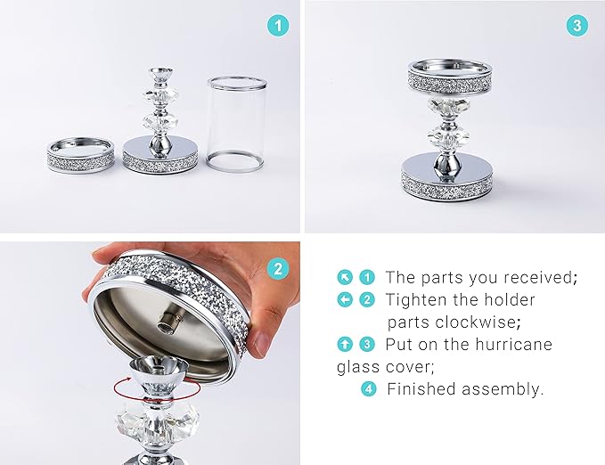 Candle Holder, Pillar Candle Holders, Crystal Candlesticks Holder for Wedding, Parties, Events, Chirstmas,Home Decor, Table Centerpieces CH048LD