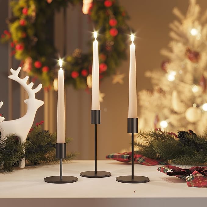 Set of 6 Black Taper Candle Holders Candlestick Holders, Decor Candle Stick Candle Holder for Table or Mantel Centerpiece, Wedding, Dinning, Party Home Decor