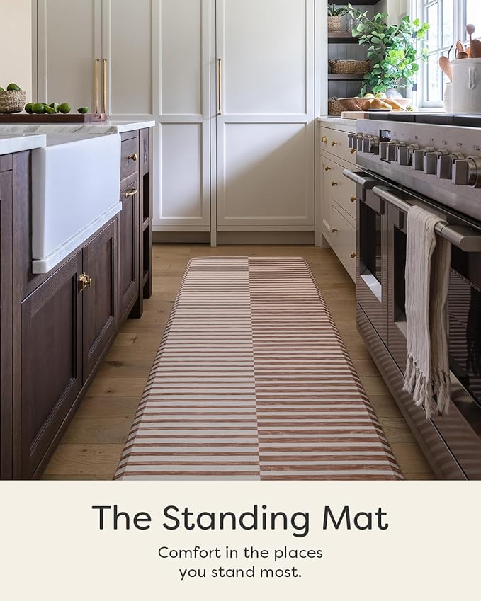 House of Noa Nama Standing Mat – Anti-Fatigue Cushioned Kitchen Mats for Floor | Ergonomic Bounce-Back Foam Kitchen Mats | Anti-Fatigue Mats for Kitchen & Standing | Reese Terracotta | 30" x 108"