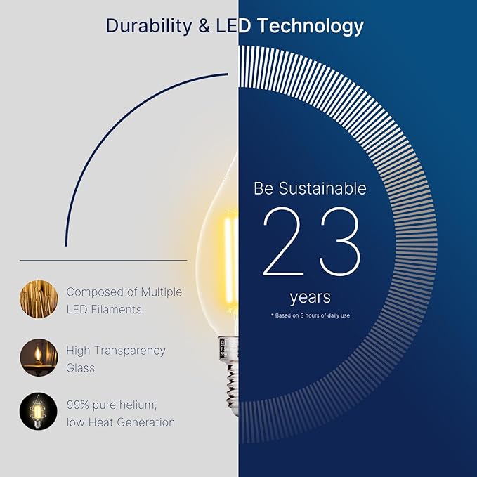FLSNT Candelabra LED Light Bulbs, CA11 LED E12 Chandelier Light Bulbs 100W Equivalent, 2700K Soft White, 800LM, 5.5W, CRI 82+, AC 120V, 6 Pack, Dimmable UL,CA65 Listed.