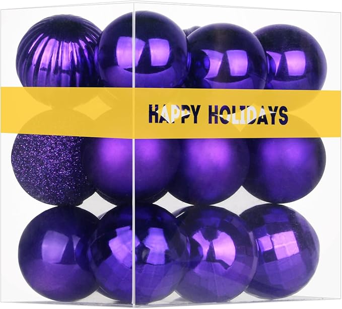 Purple 3.2" Large Christmas Balls - Christmas Tree Decoration Ornaments Shatterproof Hanging Balls for Birthday Halloween Holiday Wedding Decorations Set of 18pcs