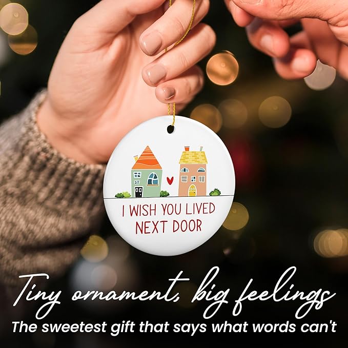 TEEZWONDER Christmas Friend Gifts for Women - Ceramic Christmas Ornaments 2025 - Long Distance Friendship Gifts for Friends Women Sisters, Friend Ornament Gift for Xmas Decorations