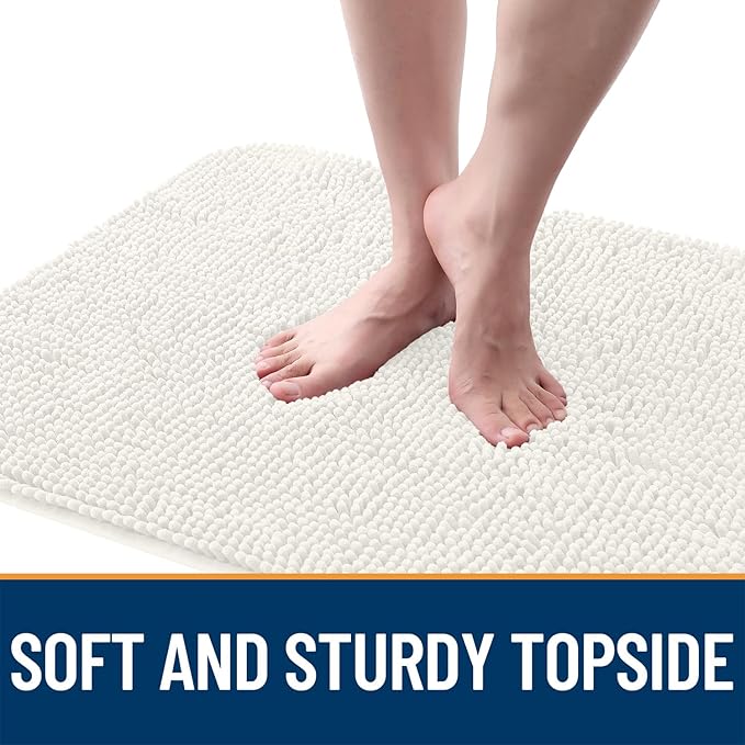 OLANLY Dog Door Mat for Muddy Paws 70x46, Absorbs Moisture and Dirt, Absorbent Non-Slip Washable Doormat, Quick Dry Chenille Mud Mat for Dogs, Entry Indoor Entryway Carpet for Inside Floor, Ivory