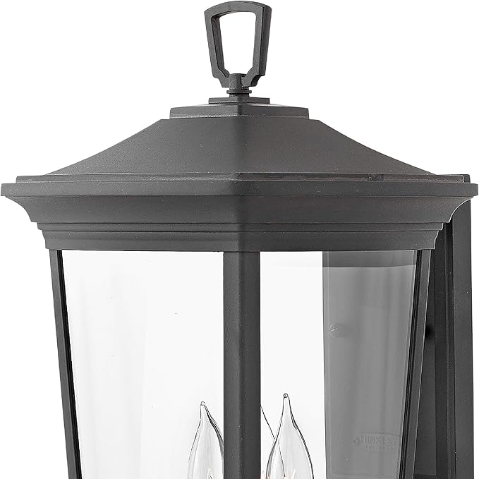 Hinkley Bromley Medium Wall Mount Lantern - Aluminum, 3-Light, Clear Glass - Museum Black Finish