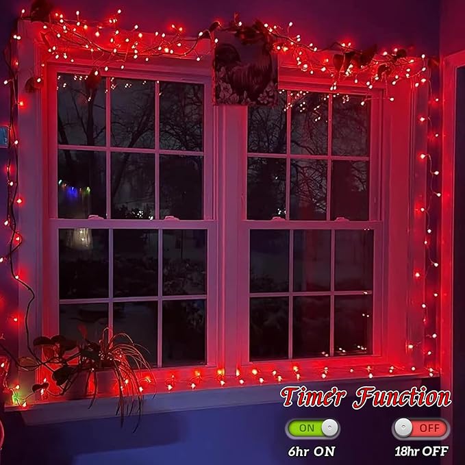 YEGUO 165ft 500 LED Christmas Lights Outdoor Waterproof, Red String Lights Plug in, Twinkle Christmas Tree Lights Indoor with Timer Memory 8 Modes