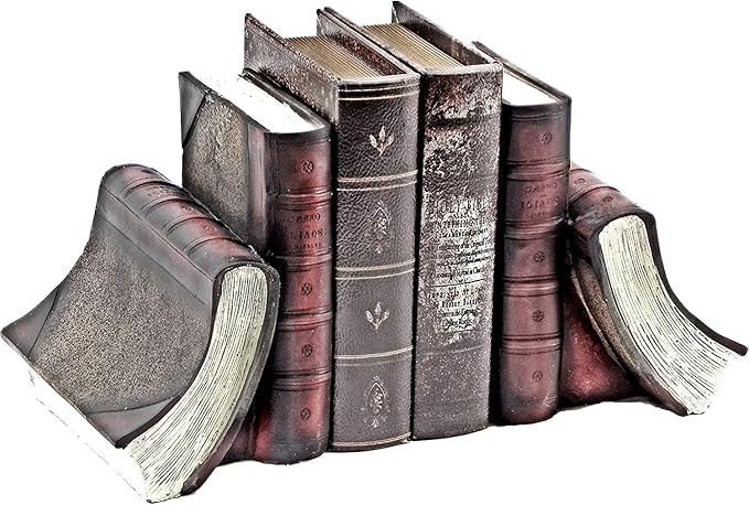 Bellaa 23509 Decorative Bookends Vintage Books Antiques Retro Old World Farmhouse Boho Bookshelf Library Home Decor 7 inch