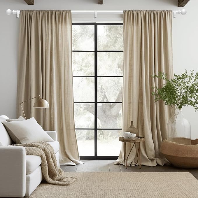 White Curtain Rod, 1 Inch Adjustable Heavy Duty Curtain Rods for Windows 30 to 56 Inch, Decorative Modern Window Treatment Rods, Telescopic Splicing Metal Drapery Pole, Easy Installation