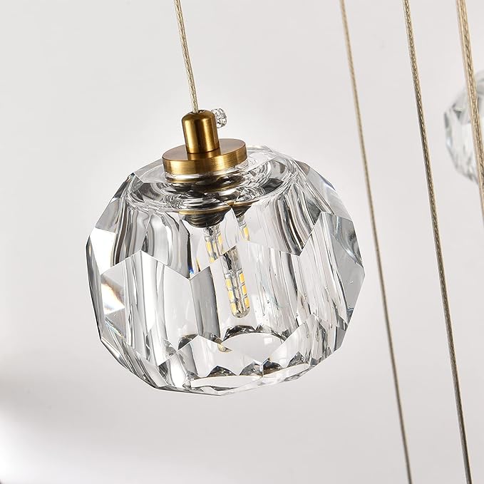 26-Light Crystal Chandeliers Long, 78W Staircase Raindrop Chandelier for High Ceiling Brass, Clear Crystal Pendants Large Ceiling Chandelier Lighting for Living Room Foyer